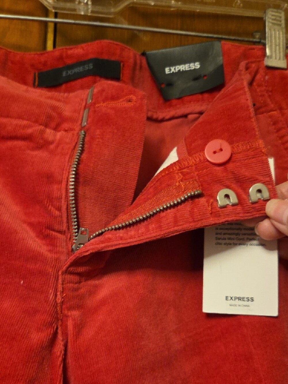 Express Slim Flared Leg Corduroy Jeans in Red - Picture 5 of 12